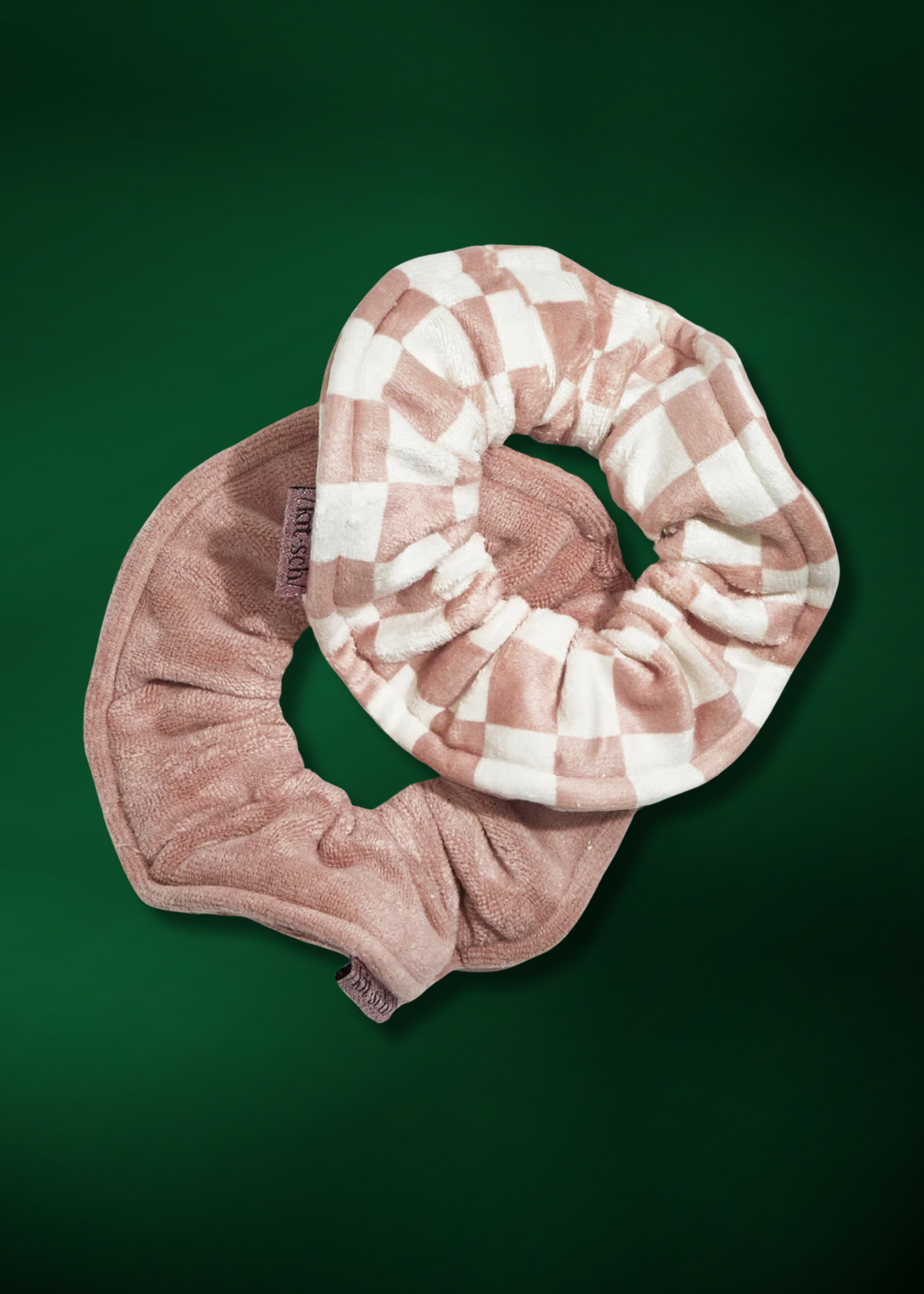 Microfiber Quick-Dry Towel Scrunchie 2 Piece Set - Terracotta Checker