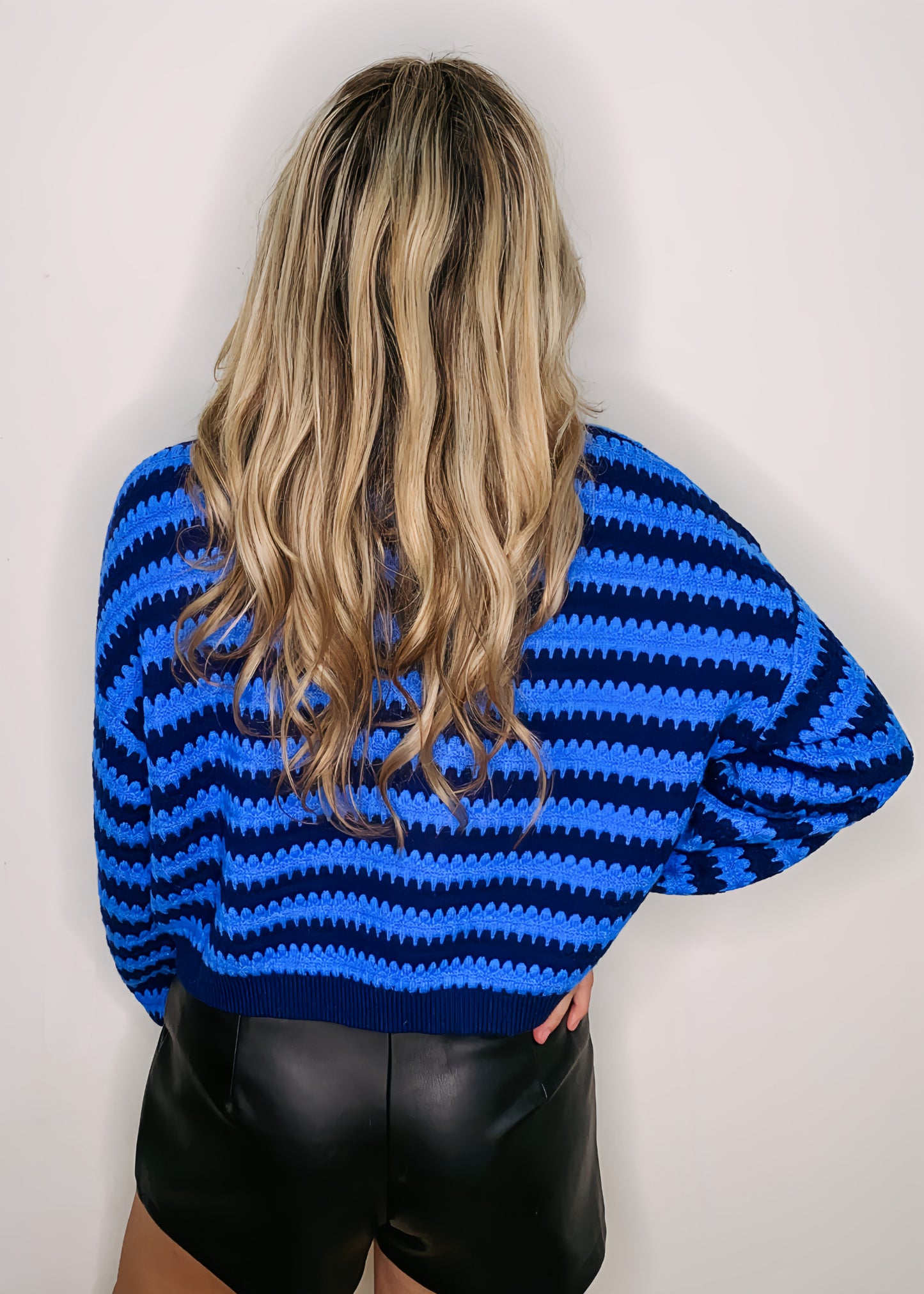 Life Is Sweet Blue Two Toned Sweater