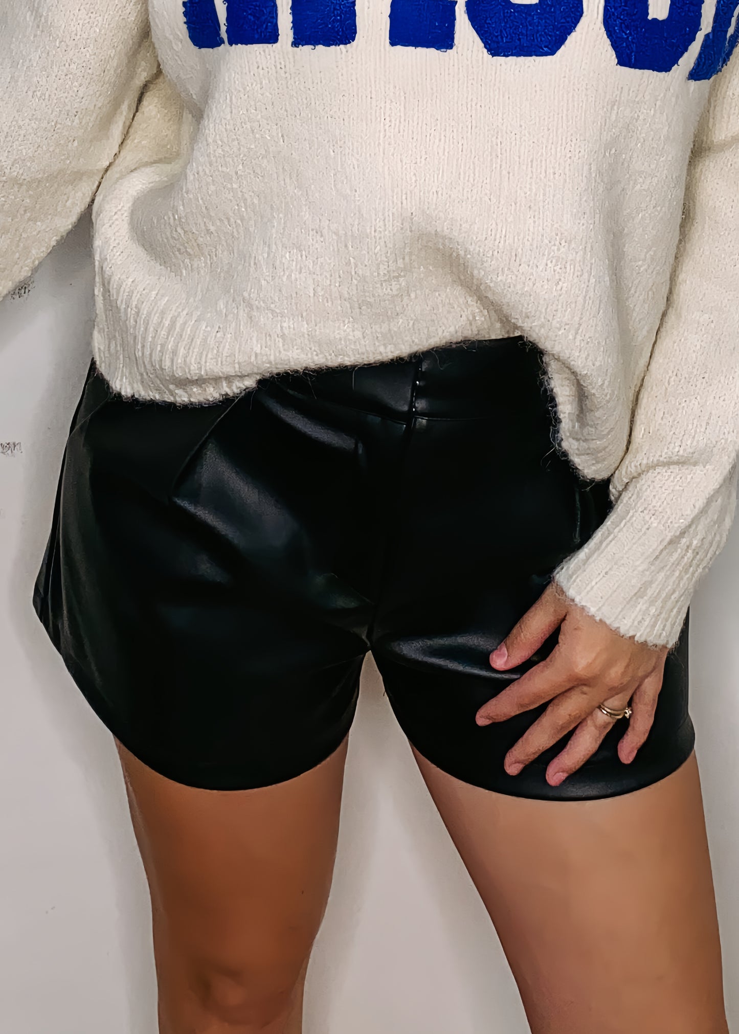 Showing Out Black Faux Leather Shorts