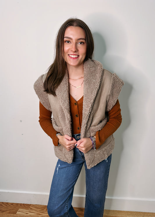 Totally Taupe Faux Suede Vest