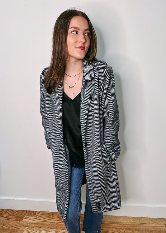 Hold On Herringbone Trench Jacket