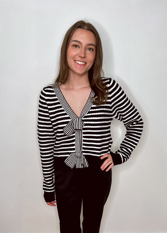 So Loved Striped Bow Sweater