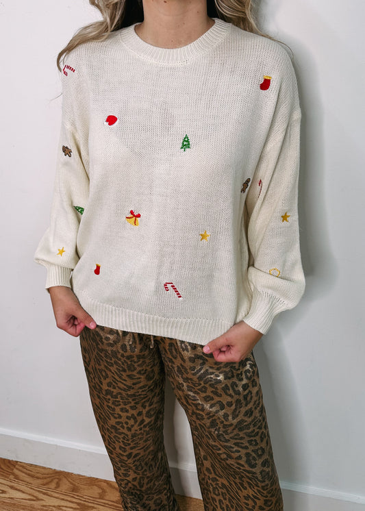 Christmas Season Embroidered Sweater