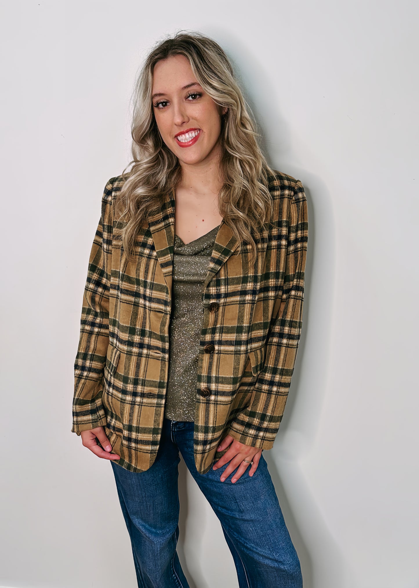 Out And About Plaid Blazer