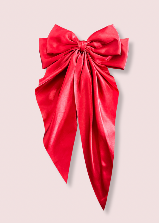 Bellissimo Satin Hair Bow Clips - Red