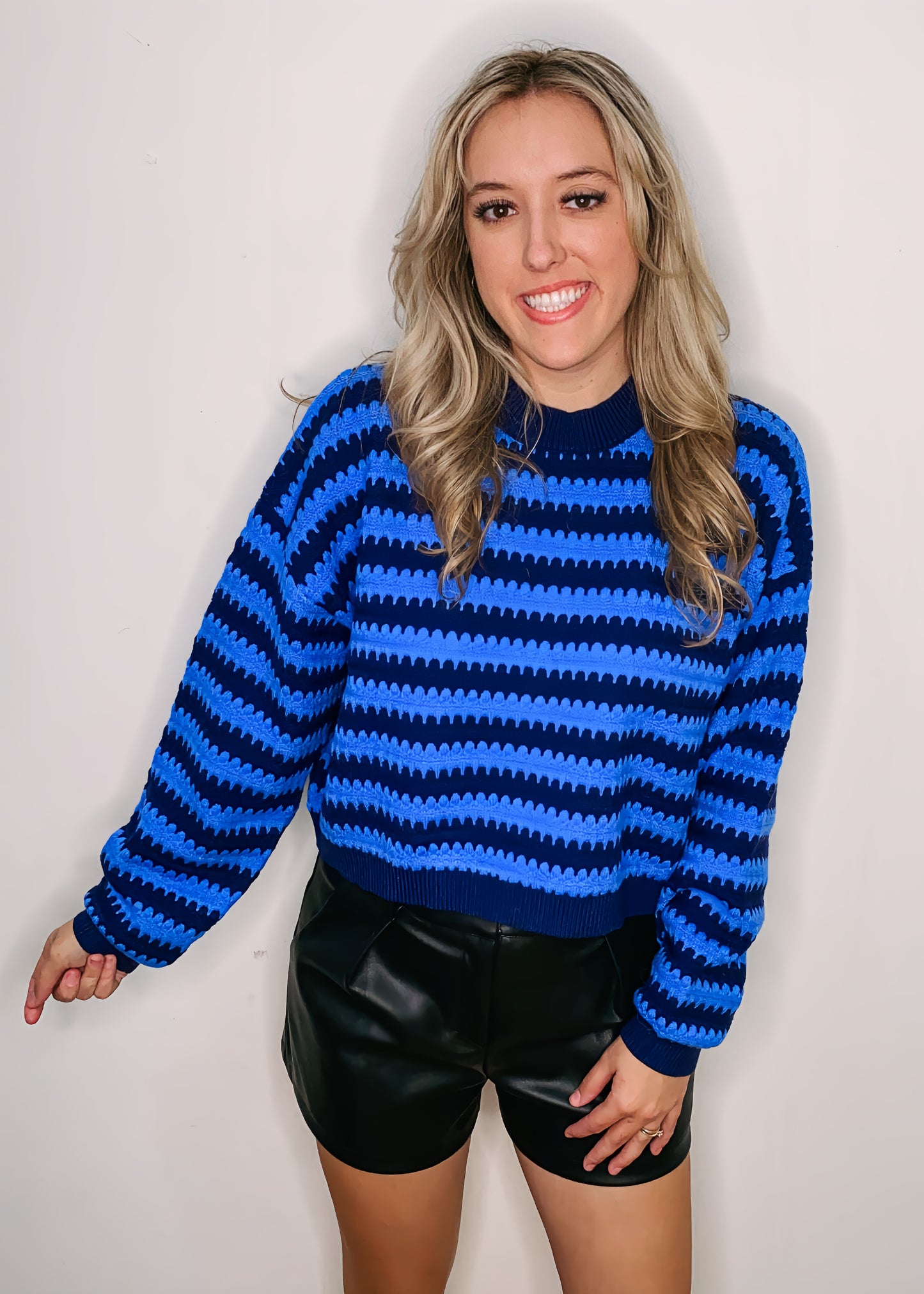 Life Is Sweet Blue Two Toned Sweater