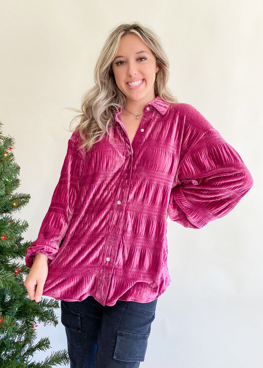 Happy In Hibiscus Velvet Top