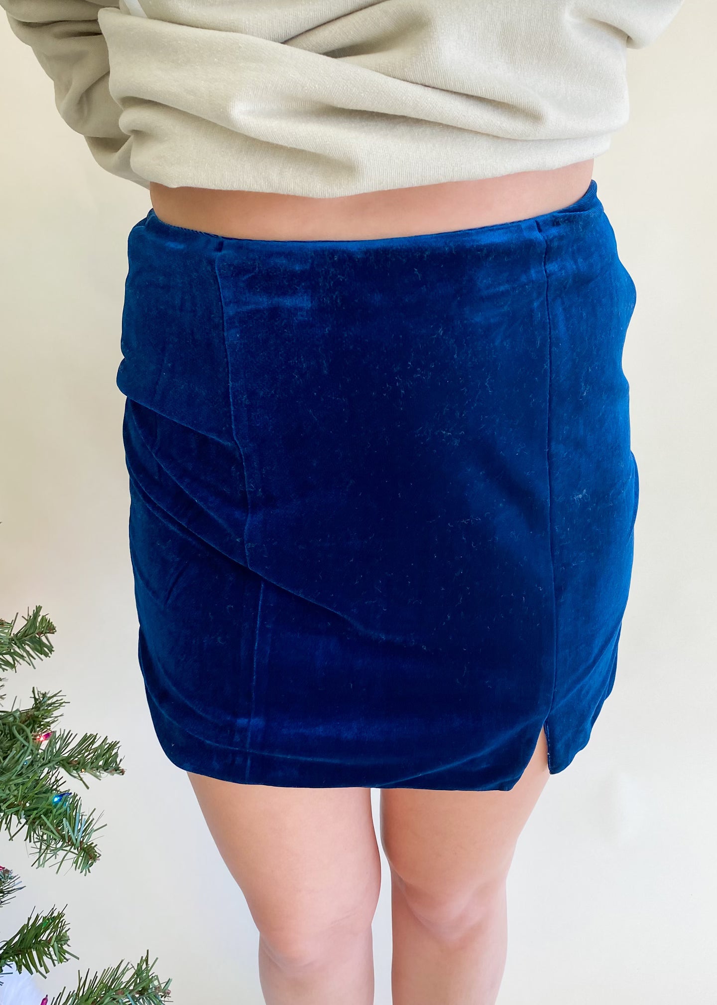 Totally Teal Velvet Mini Skirt