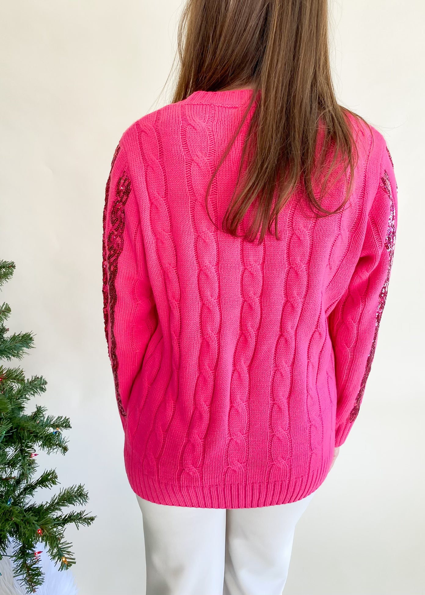 Christmas Spirit Pink Sequin Sweater