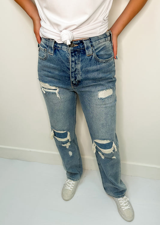 Medium Wash 90's Straight Jeans