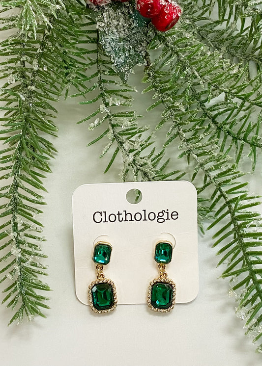 Green Stone Drop Earring