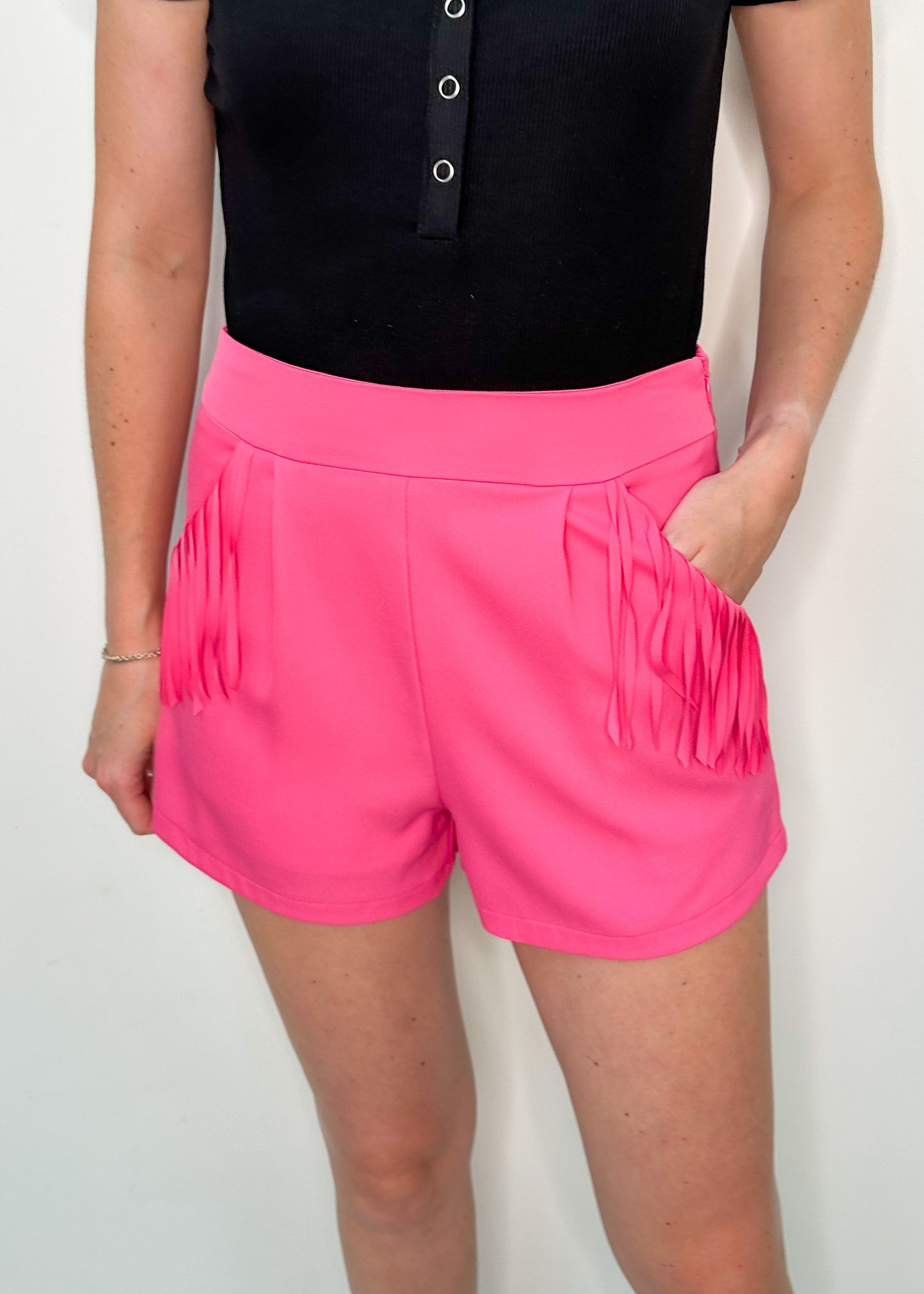 Feeling Fringey Hot Pink Shorts