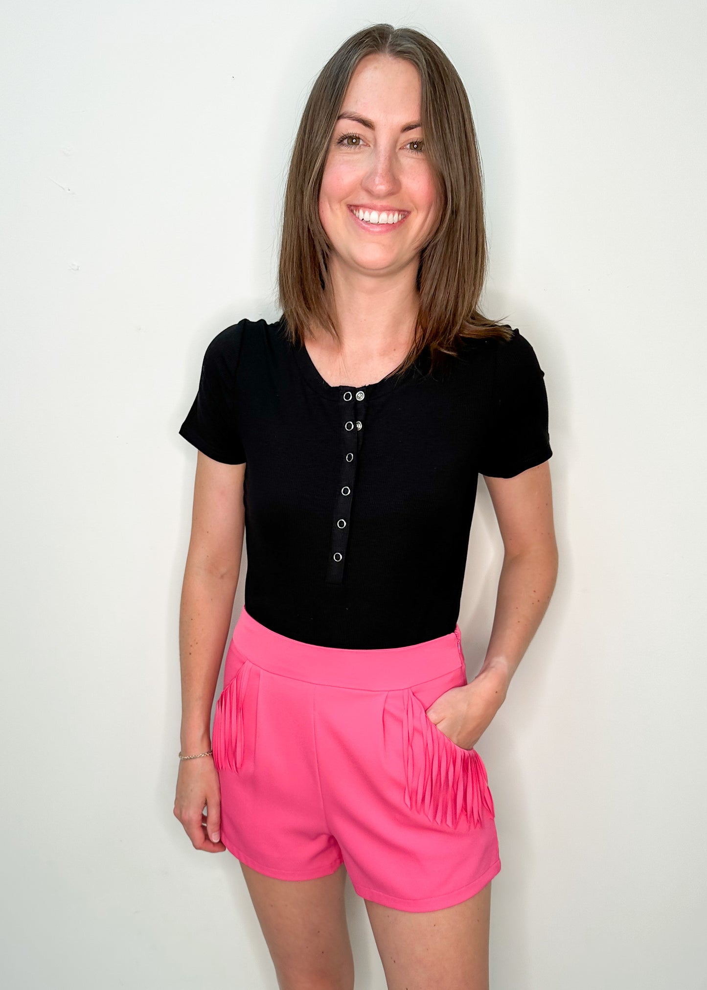 Feeling Fringey Hot Pink Shorts