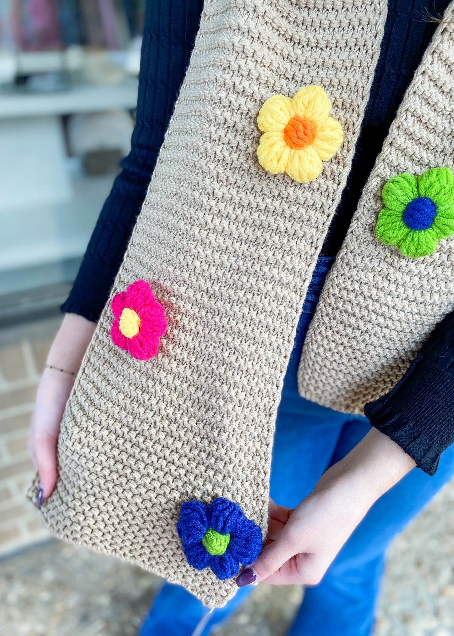 Flower Power Crochet Scarf