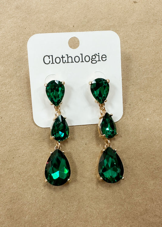 Emerald Drop Stone Earrings