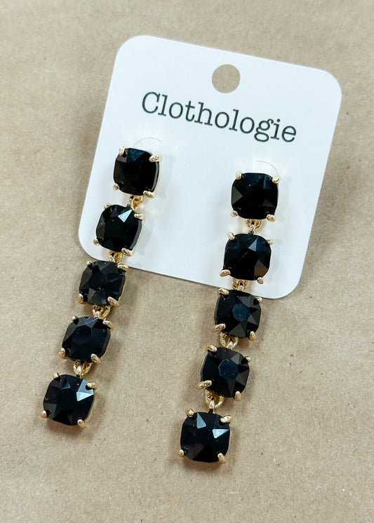 Black Stone Drop Earrings