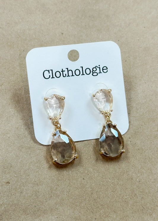 Clear & Gray Stone Earrings