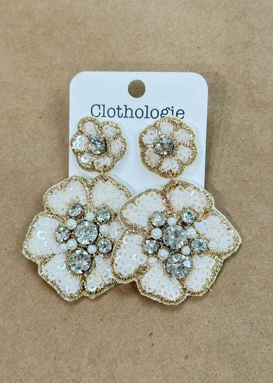 Watch Me Bloom Sequin Flower Earrings