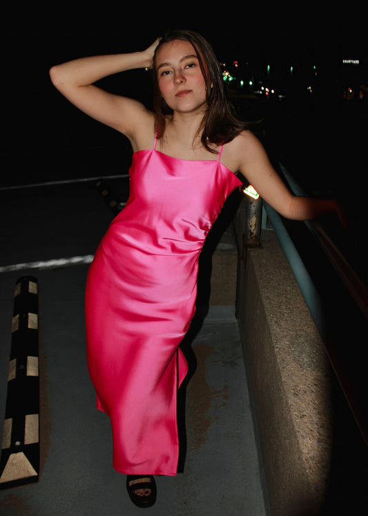 Take Me Out Hot Pink Midi Dress