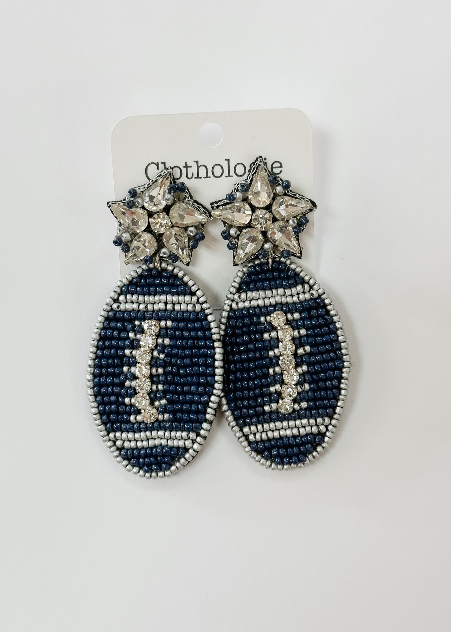 Navy Football Earrings