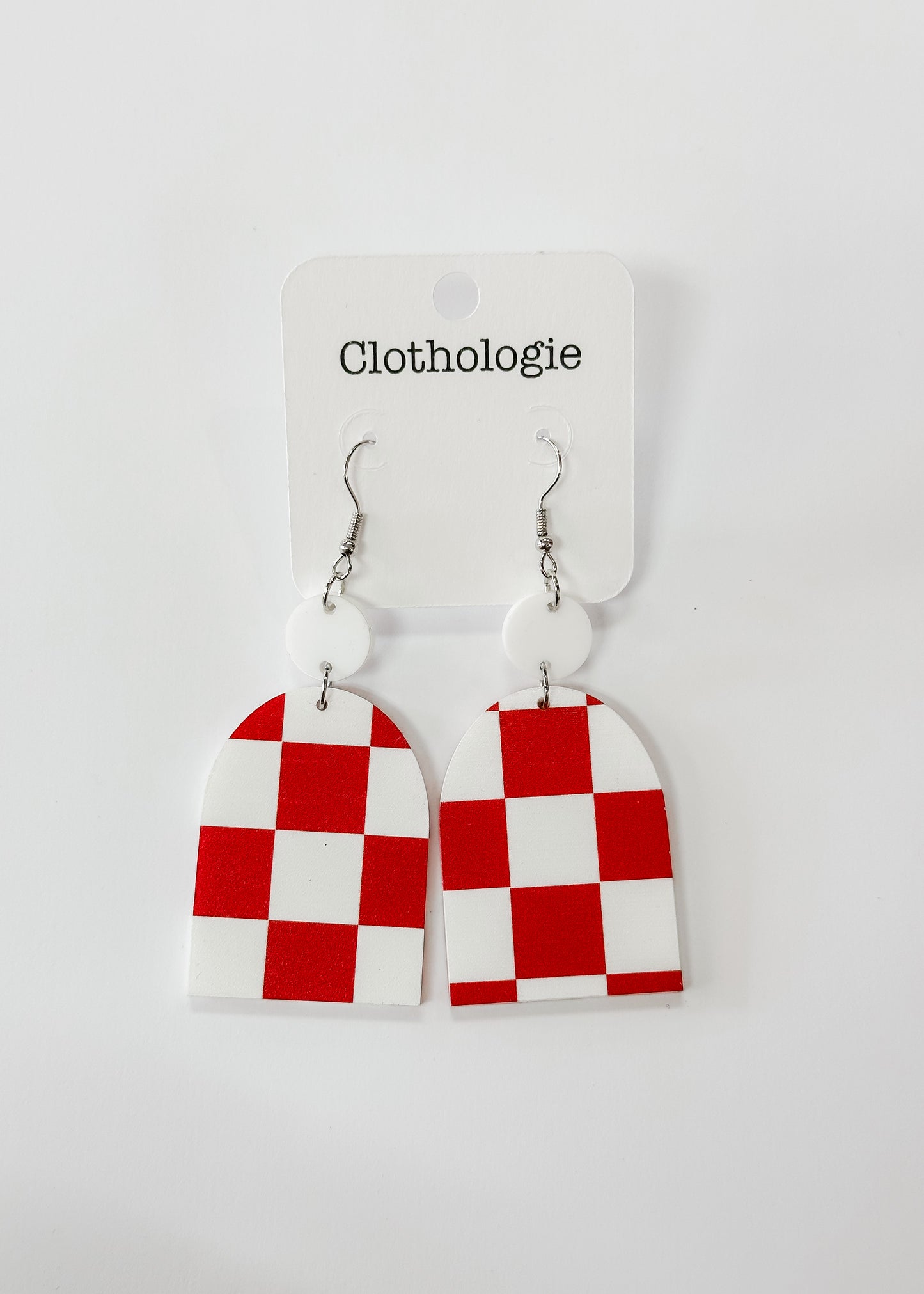 Race Around Red Check Earrings
