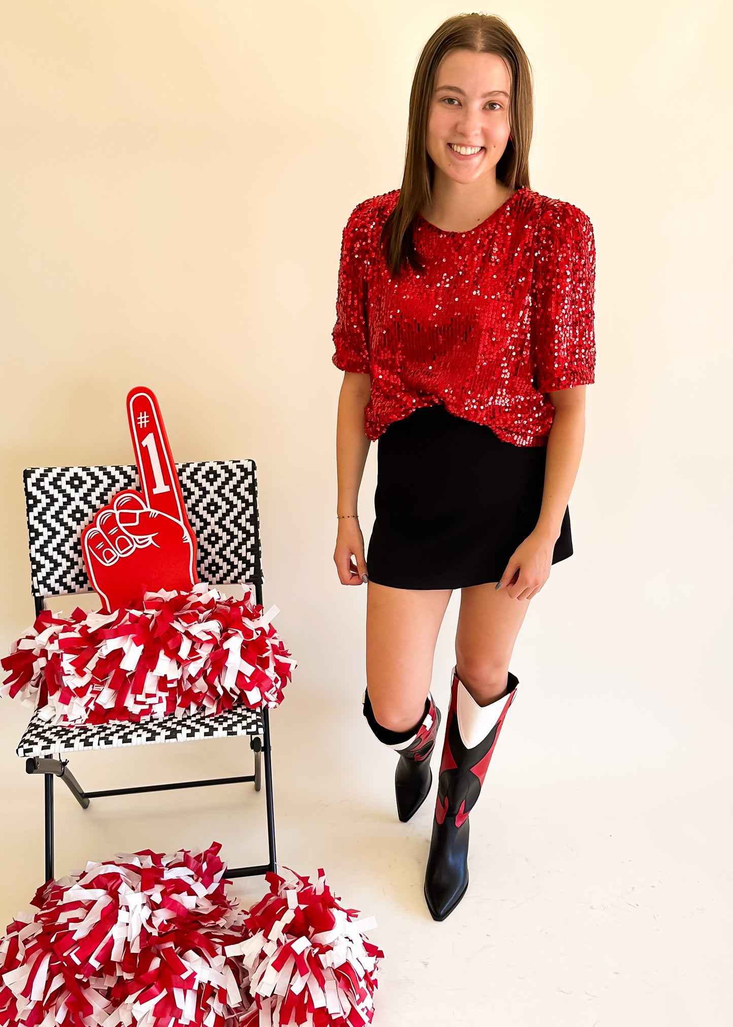 Rad In Red Sequin Top