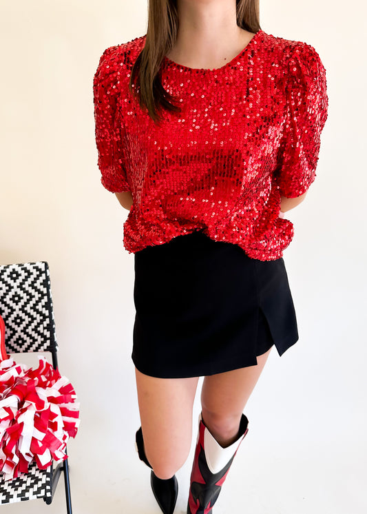 Rad In Red Sequin Top