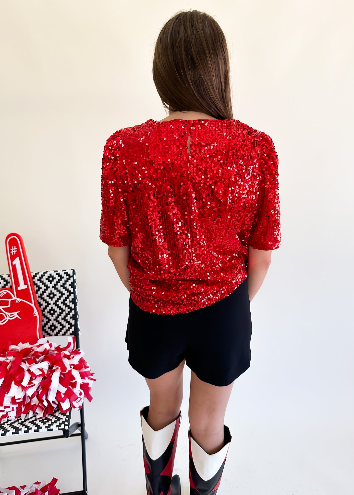 Rad In Red Sequin Top