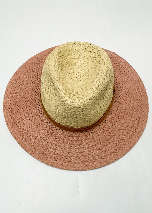 Two Tone Straw Knit Hat