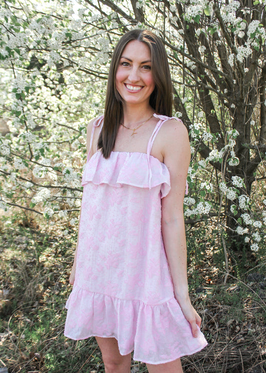 About To Bloom Pink Ruffle Dress