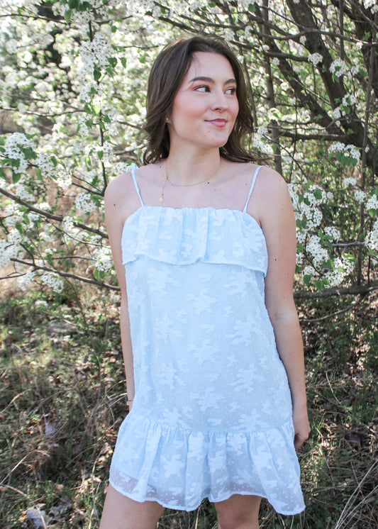 About To Bloom Blue Ruffle Dress