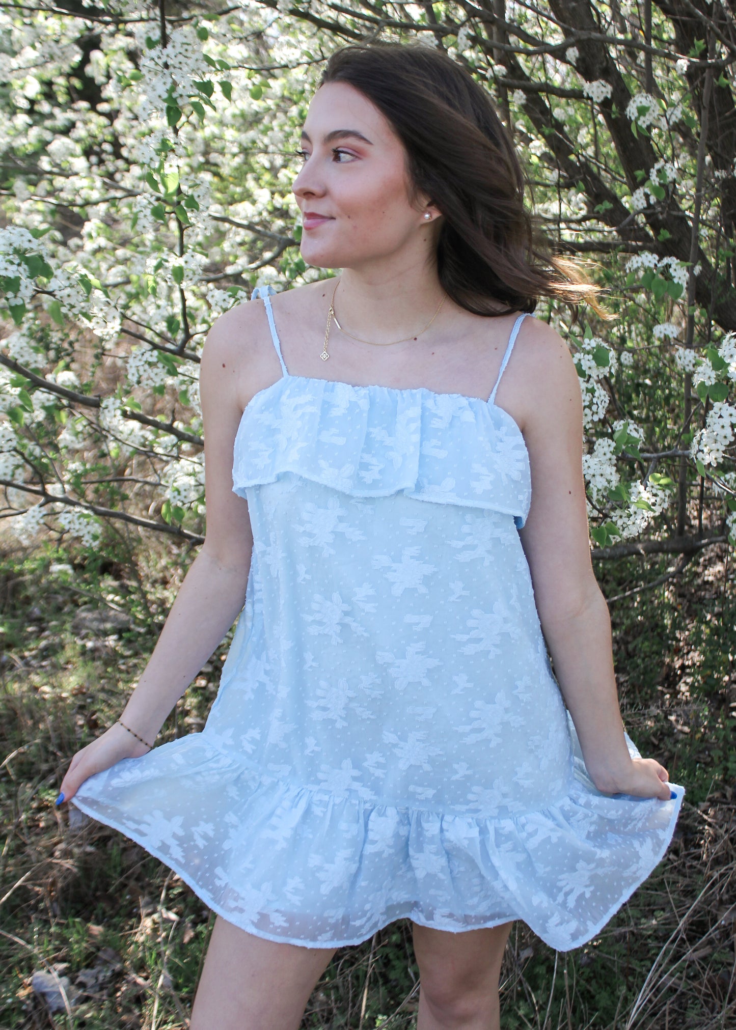 About To Bloom Blue Ruffle Dress