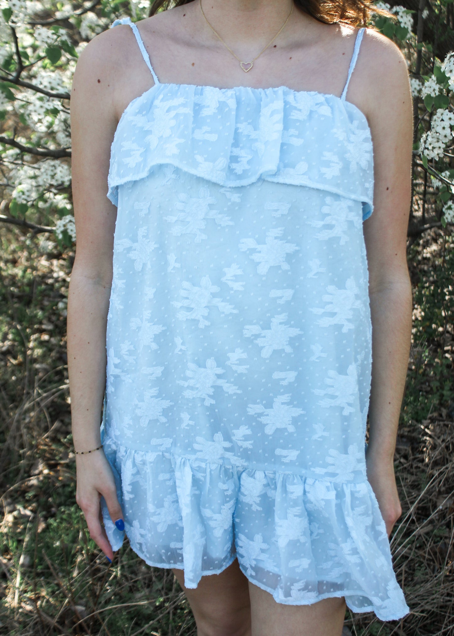 About To Bloom Blue Ruffle Dress