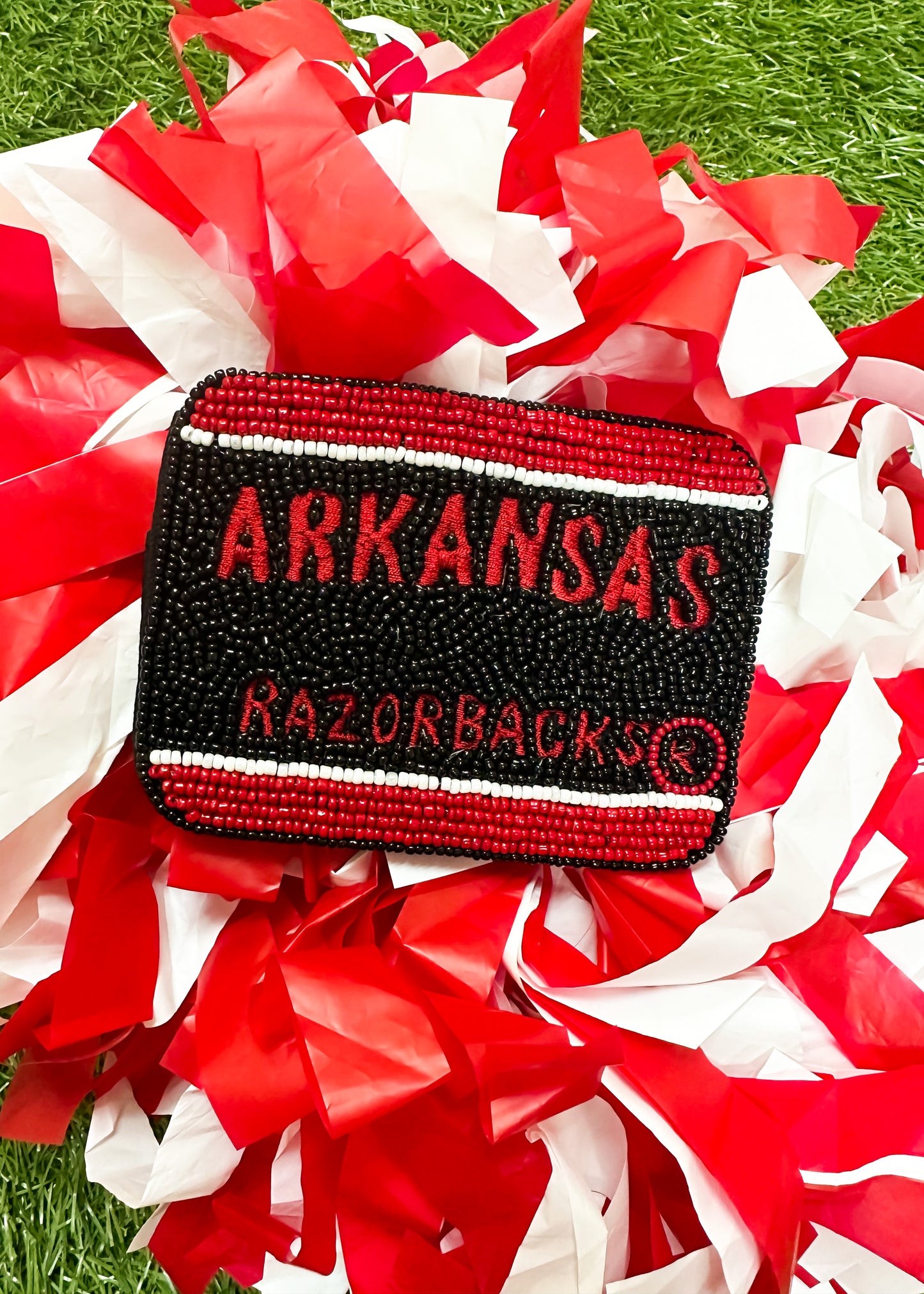Arkansas Razorbacks Beaded Card Holder