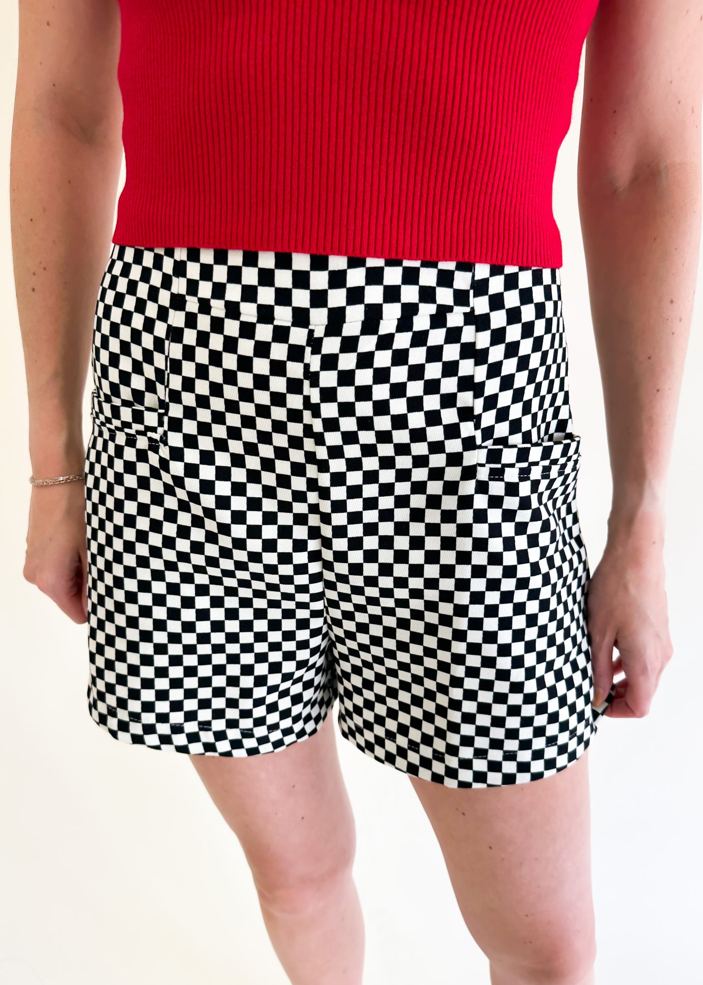 On Your Mark Checker Shorts