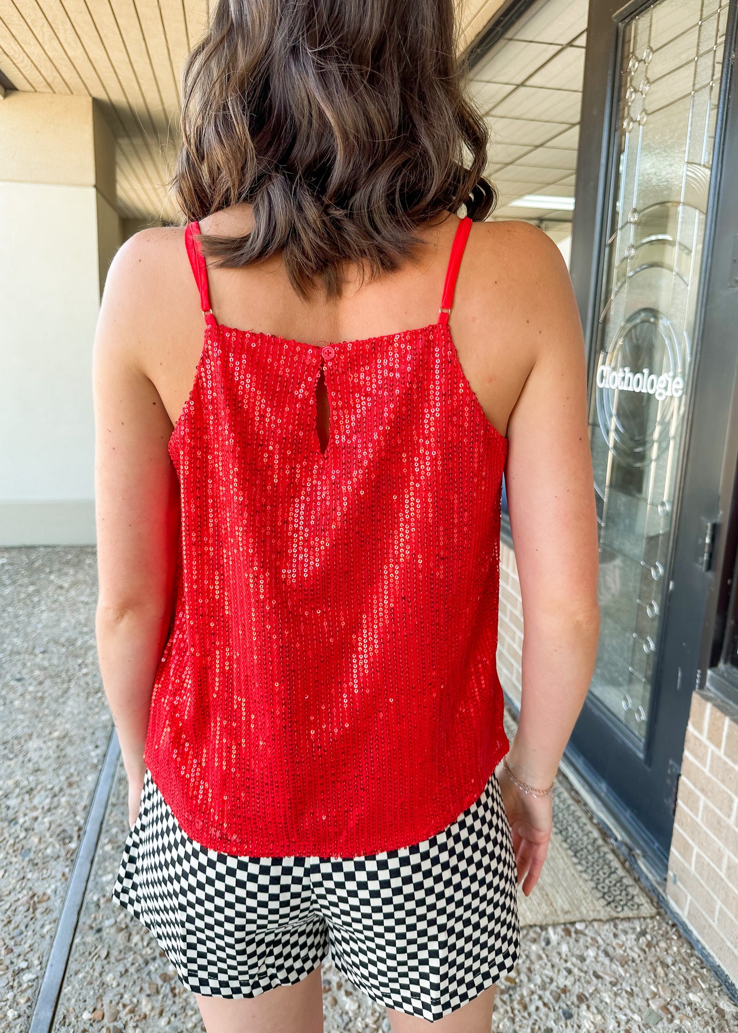 Time To Shine Red Sequin Tank
