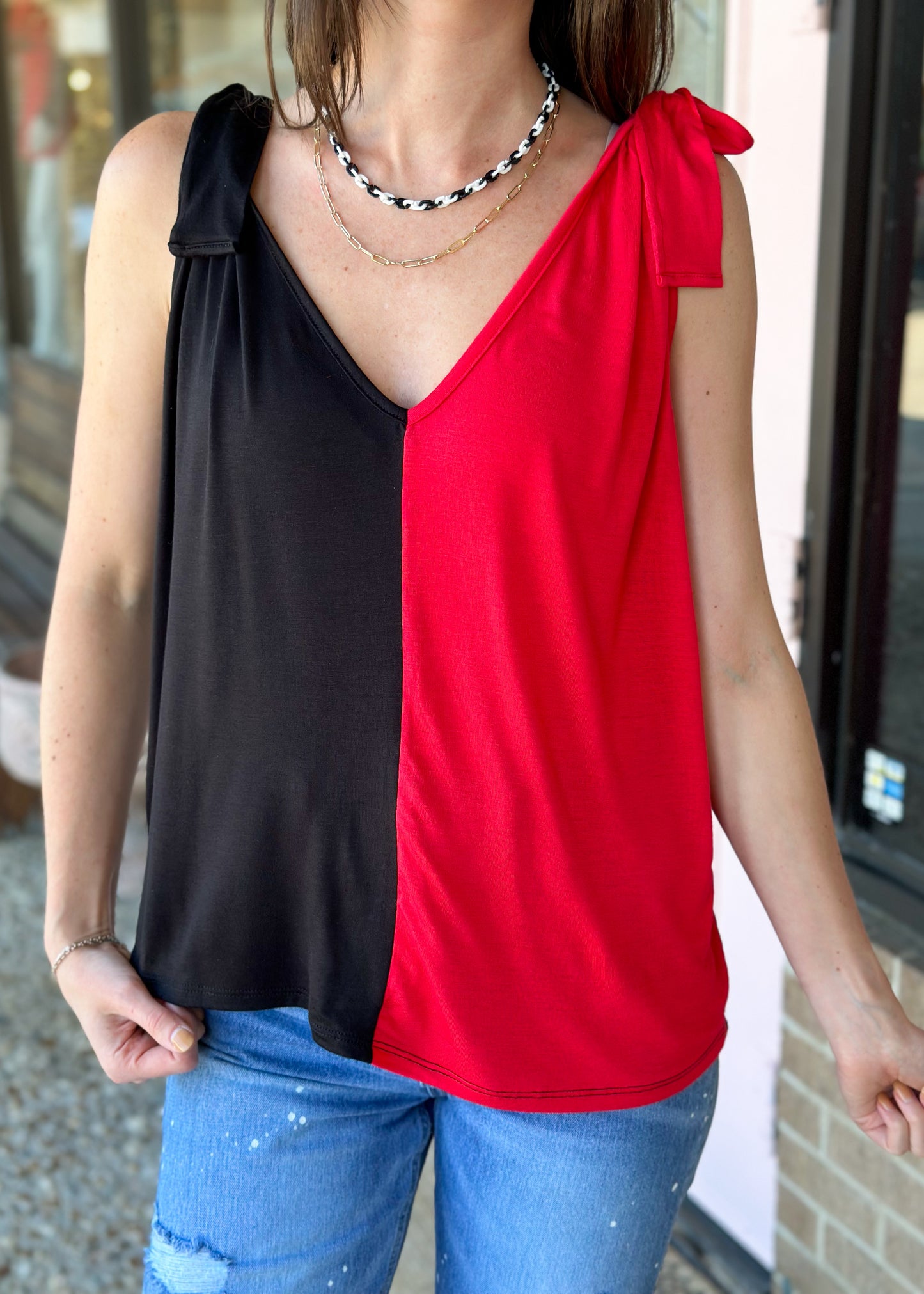 Face Off Red & Black Tank Top