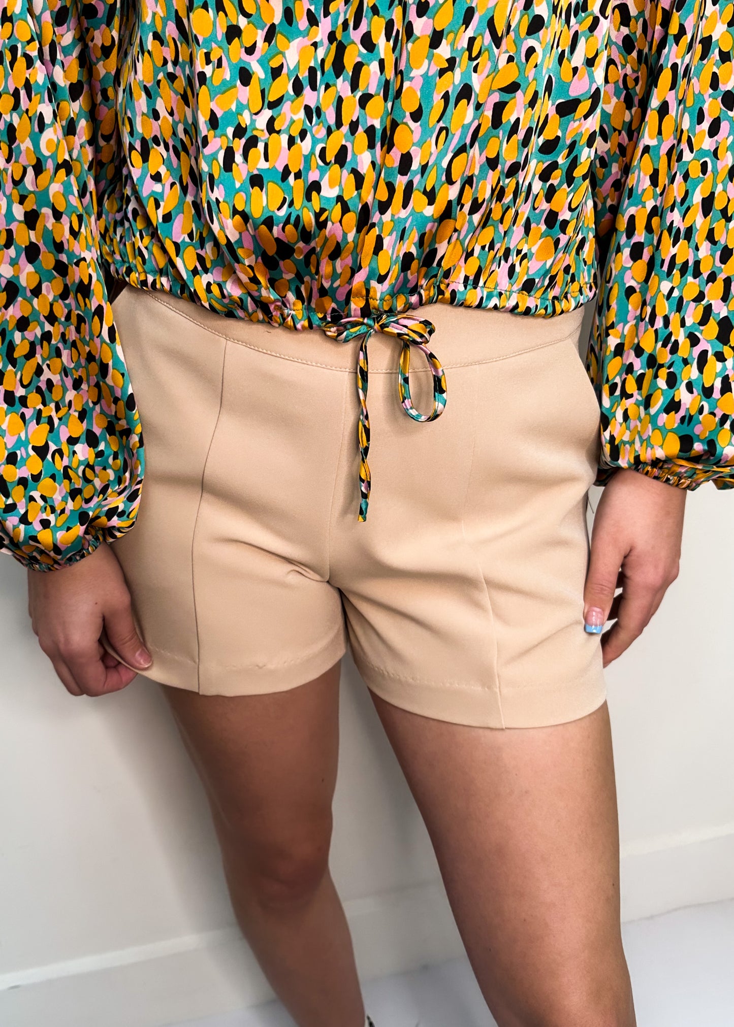 Mind Your Business Beige Shorts