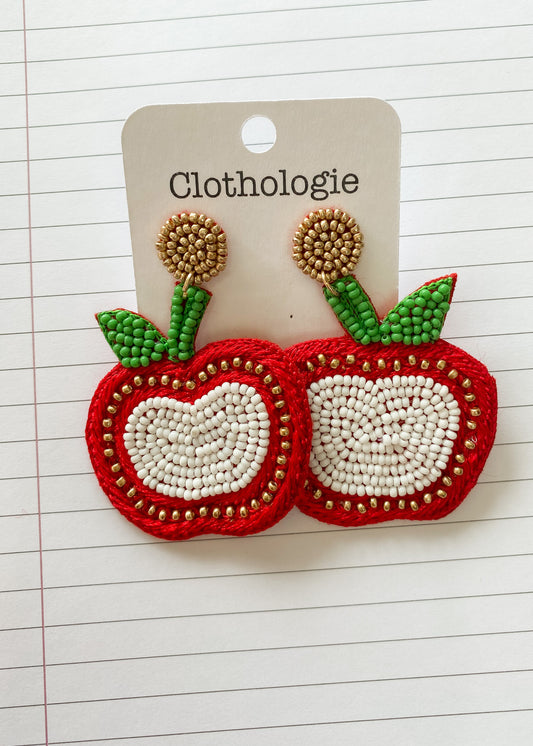 Red Apple Beaded Earrings