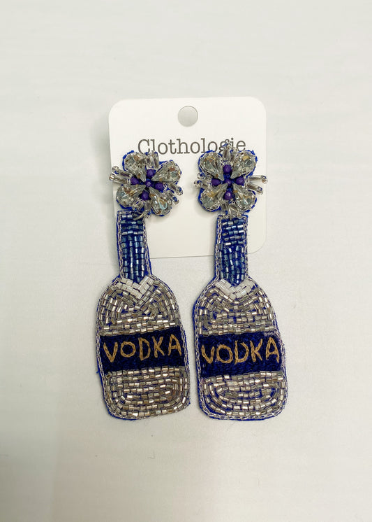 Beaded Vodka Silver Earrings