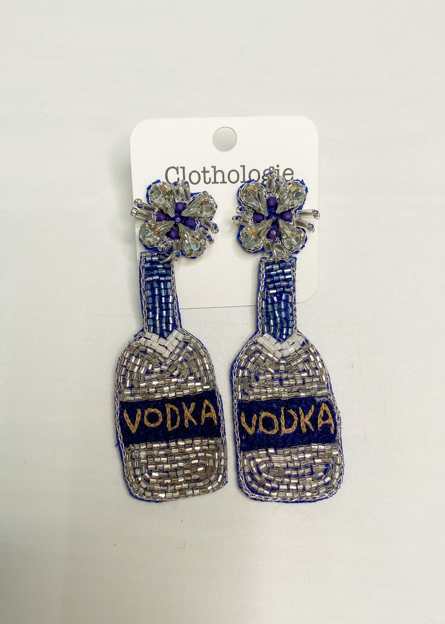 Beaded Vodka Silver Earrings