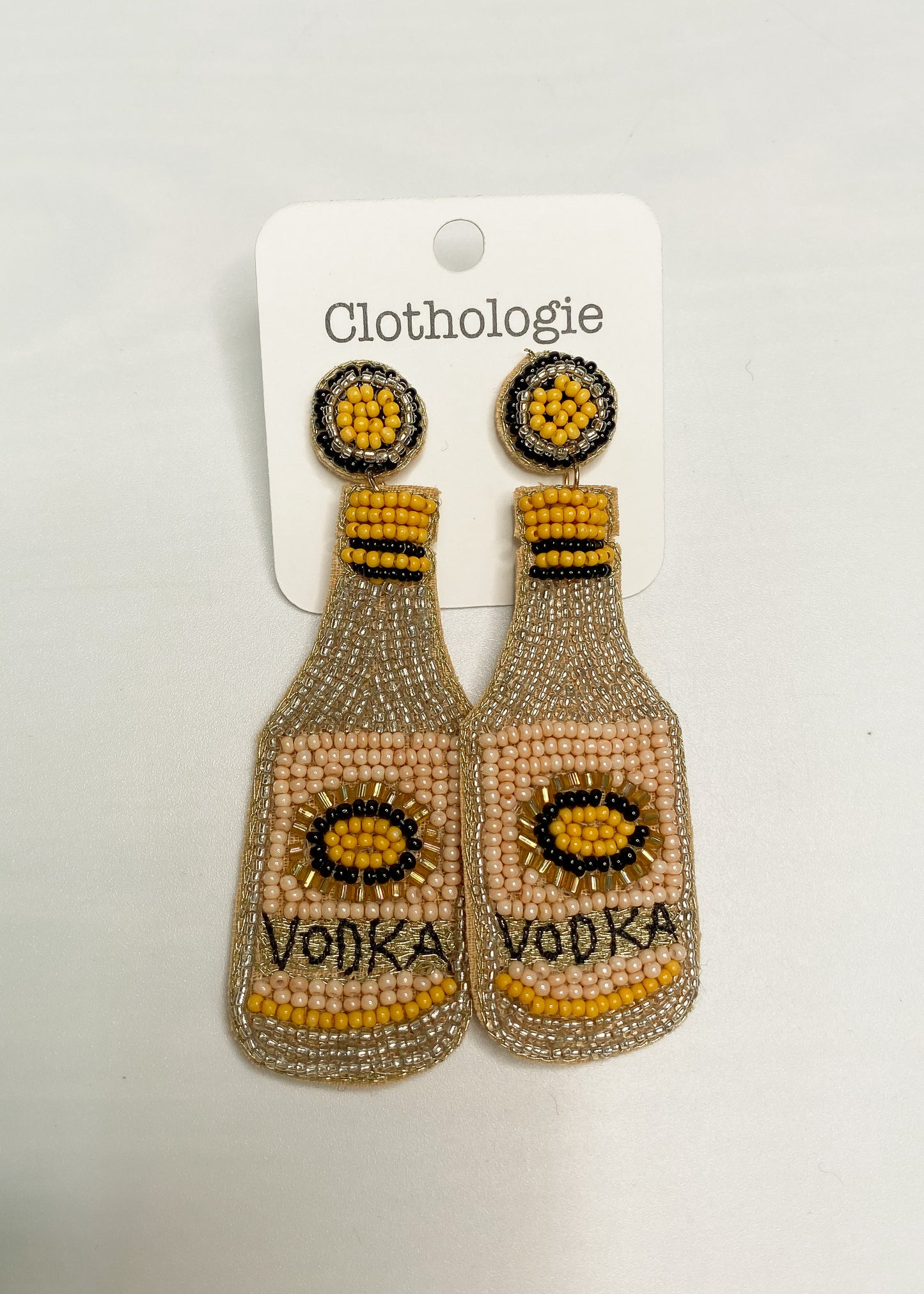 Beaded Gold Vodka Earrings