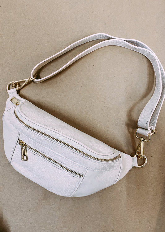 Ivory Genuine Leather Belt Bag