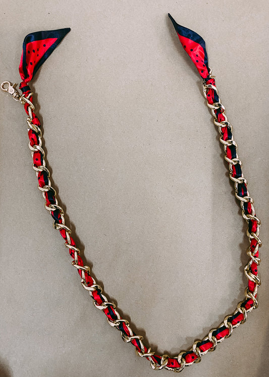 Scarf Chain Red And Black Purse