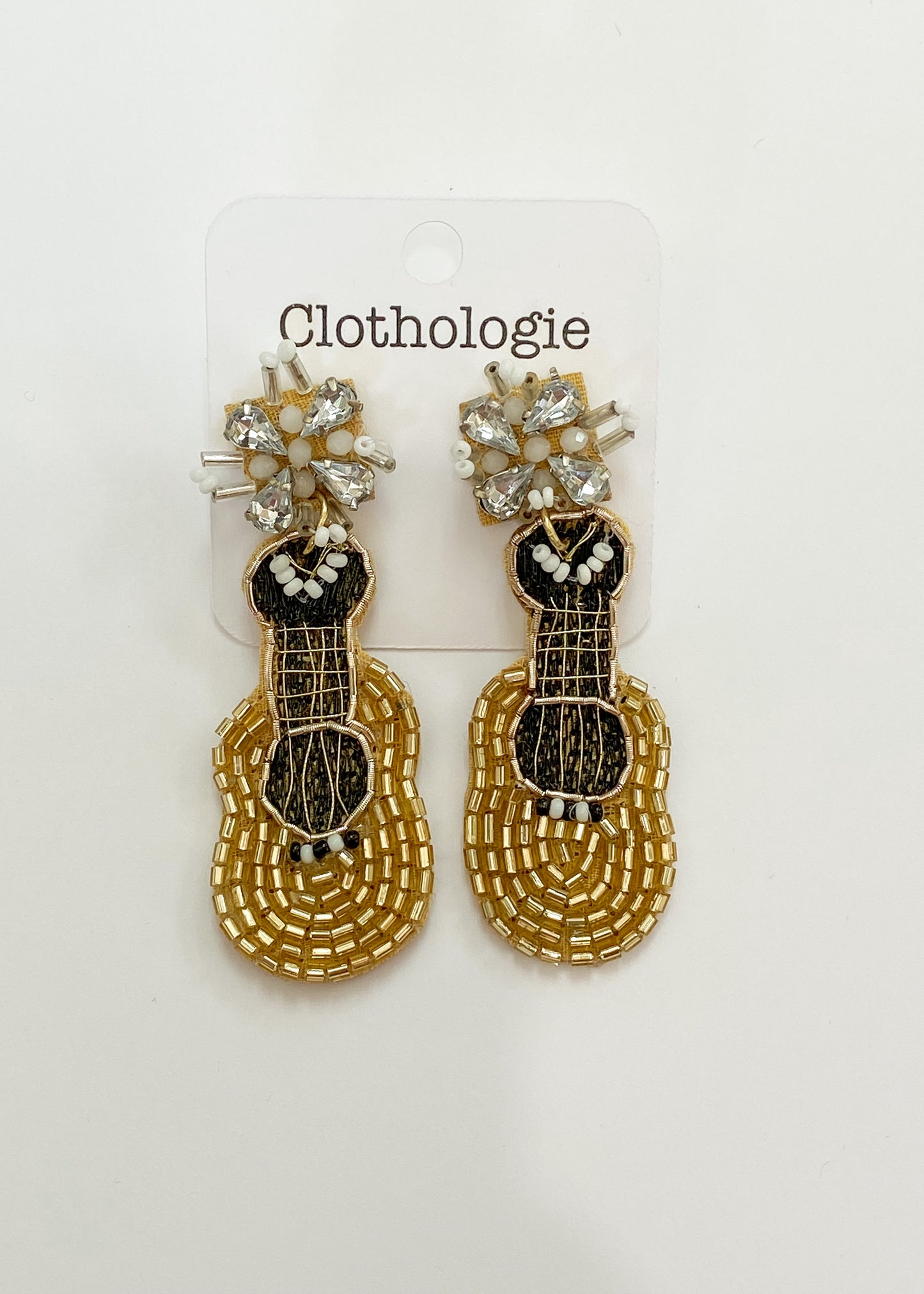 Gold Guitar Earrings