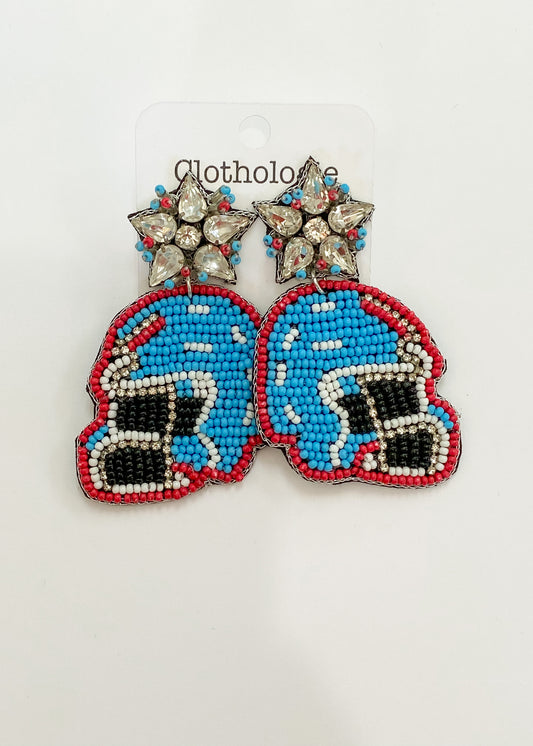 Blue And Red Helmet Earrings