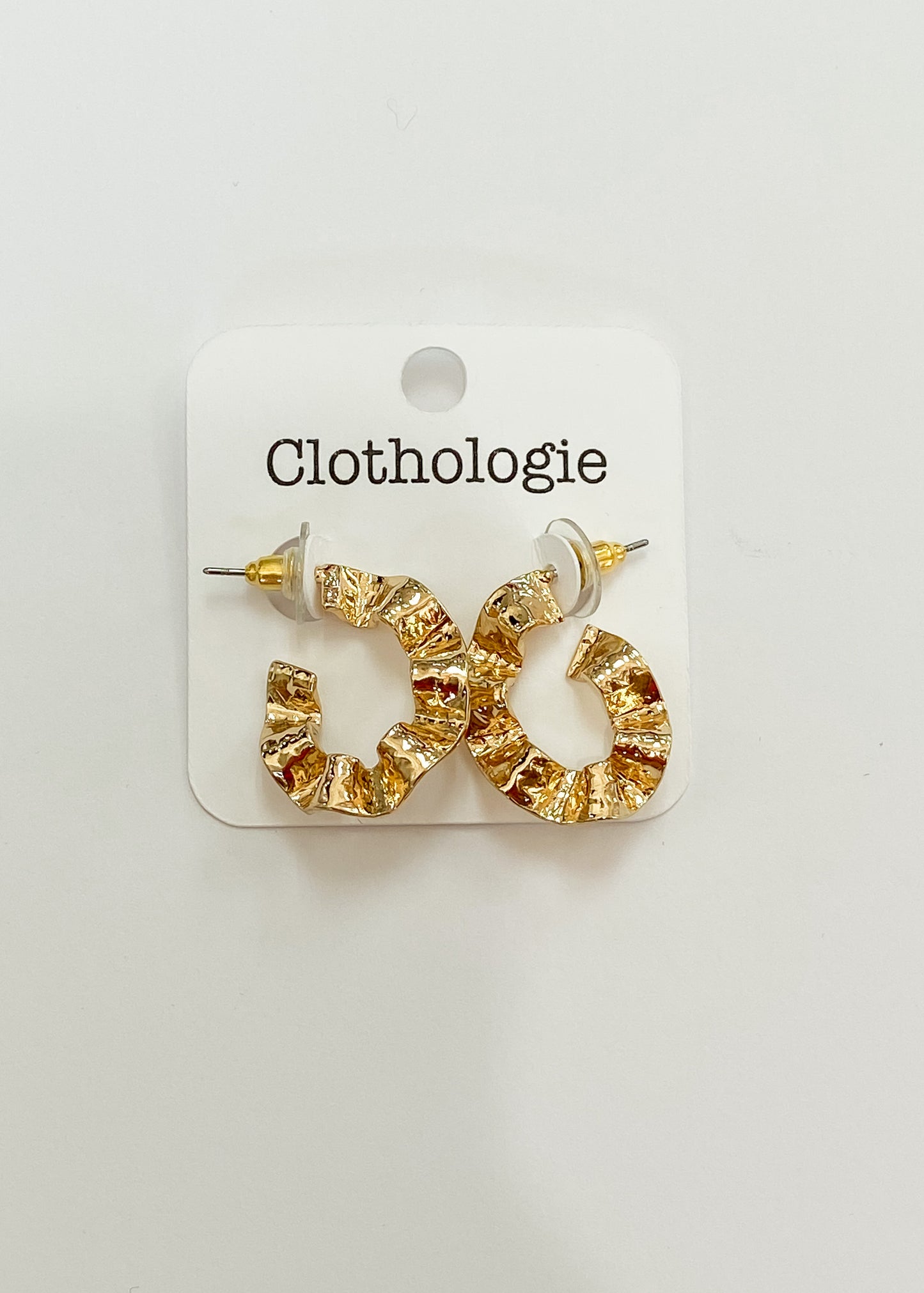 Gold Crinkle Hoops