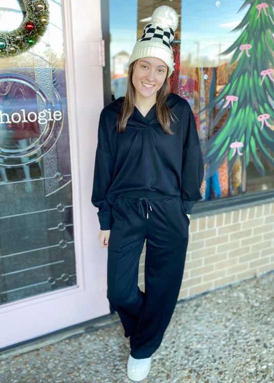 On Holiday Black Flare Sweatpants