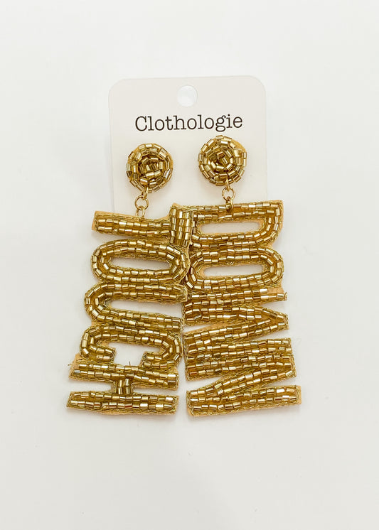 Gold Touch Down Beaded Earrings