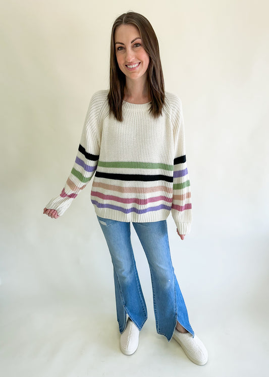 Make It Sweet Multi Colored Stripe Sweater